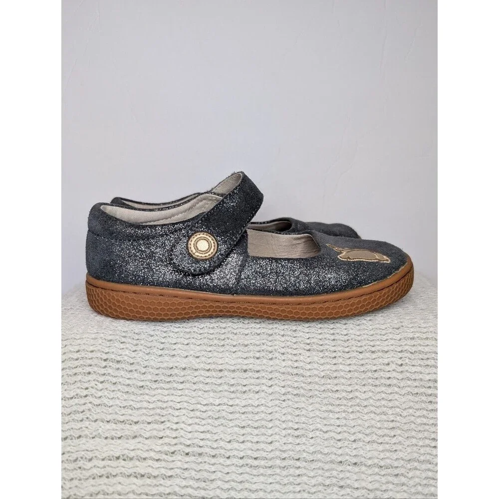 Livie & Luca Toddler Girls' Grey Glitter Mary Janes with Gold Butterfly